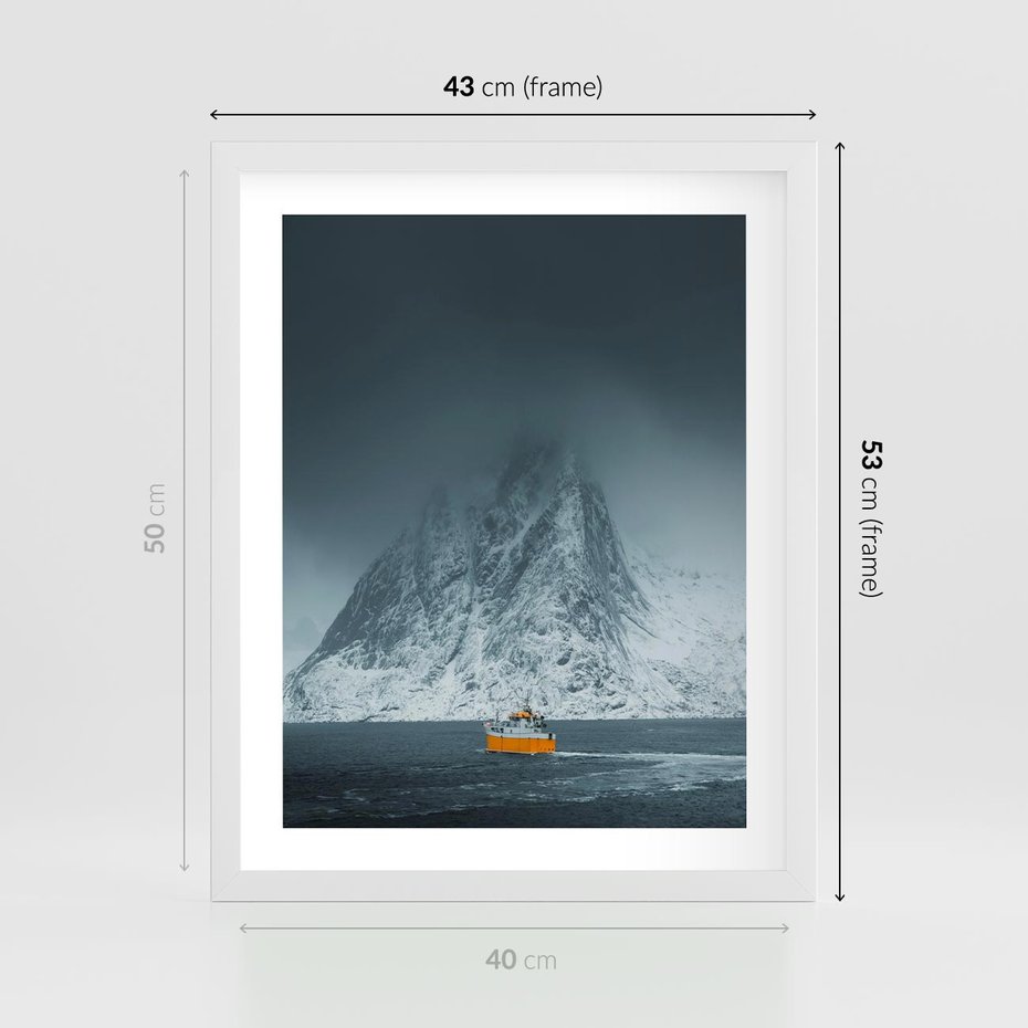 Plakat w ramie 40x50 - Skandynawski pejzaż - skadynawski, pejzaż - rama biała
