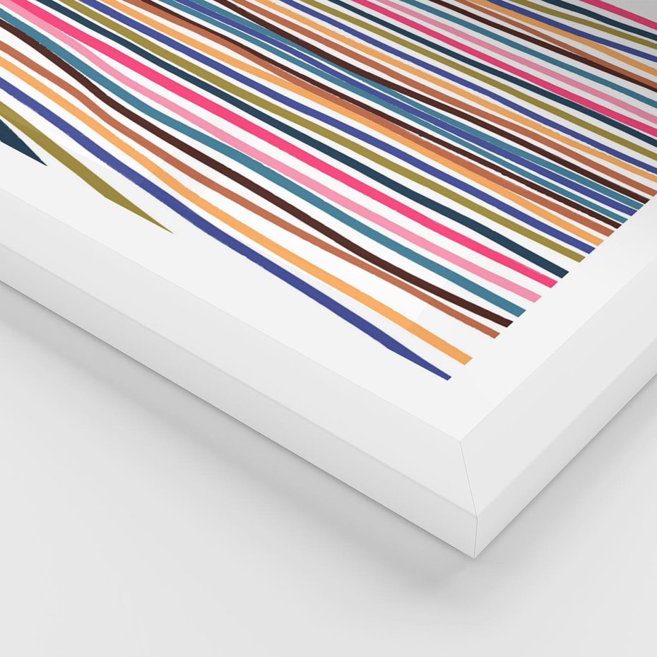 Plakat w ramie 40x50 - Energetyczne Nurtujące - kolorowe wzory, tęczowe żywe kolory - rama biała