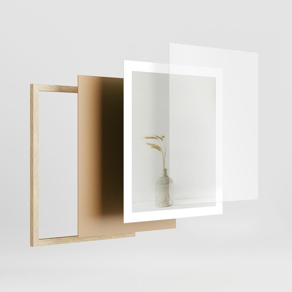 Plakat w ramie 40x50 - Sztuka Prostoty - minimalistyczny wazon, źdźbła traw - rama drewno