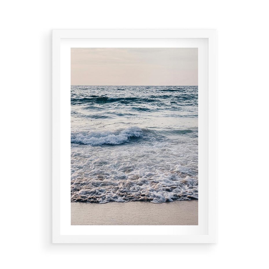 Plakat w ramie 50x70 - Malowniczy Nadmorski Krajobraz - morze, fale - rama biała