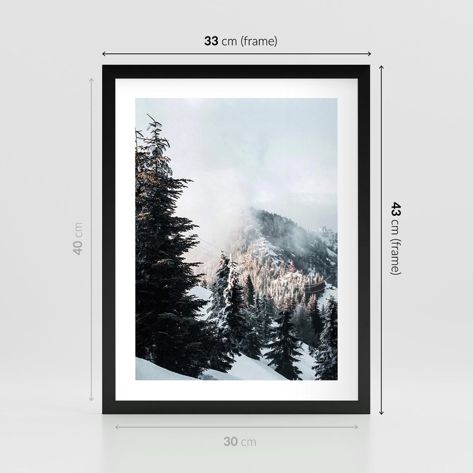 Plakat w ramie 30x40 - Góry, Las i Śnieg na Obrazie - góry, las - rama czarna