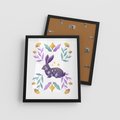 Plakat w ramie 40x50 - Boho Wiatr - boho plakat, królik - rama czarna