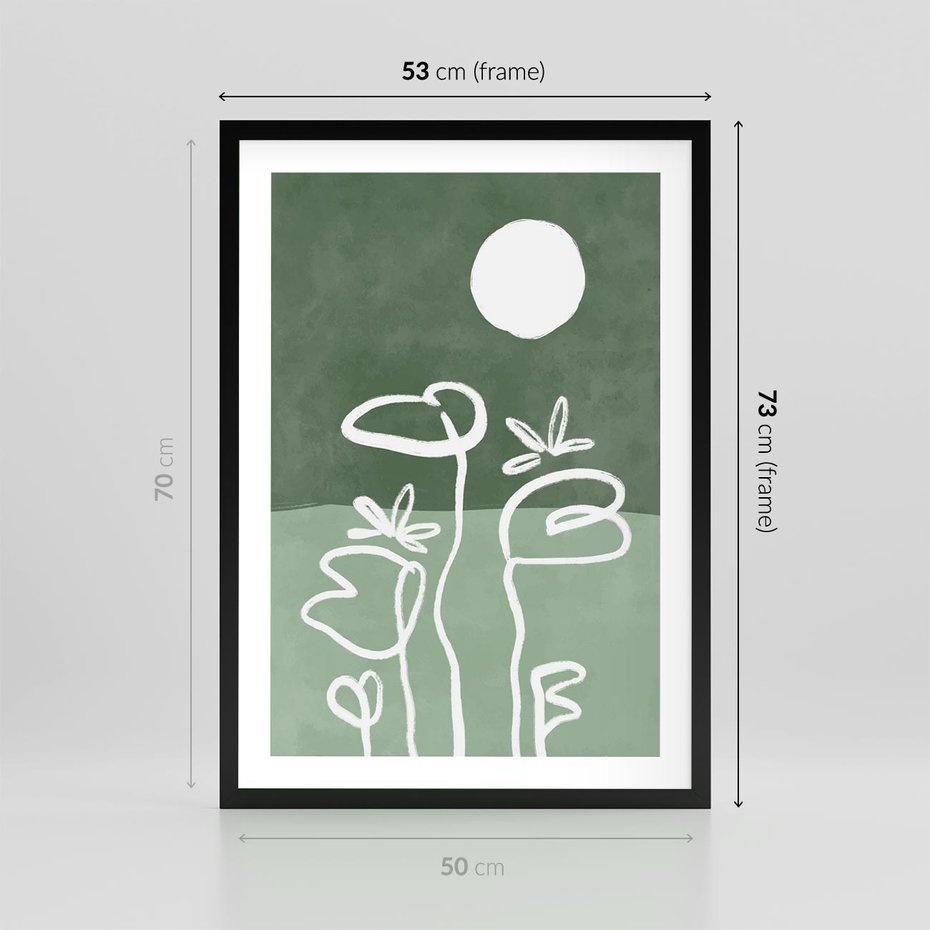 Plakat w ramie 50x70 - Wibracje Naturalnej Równowagi - zielony plakat, roślinne inspiracje - rama czarna