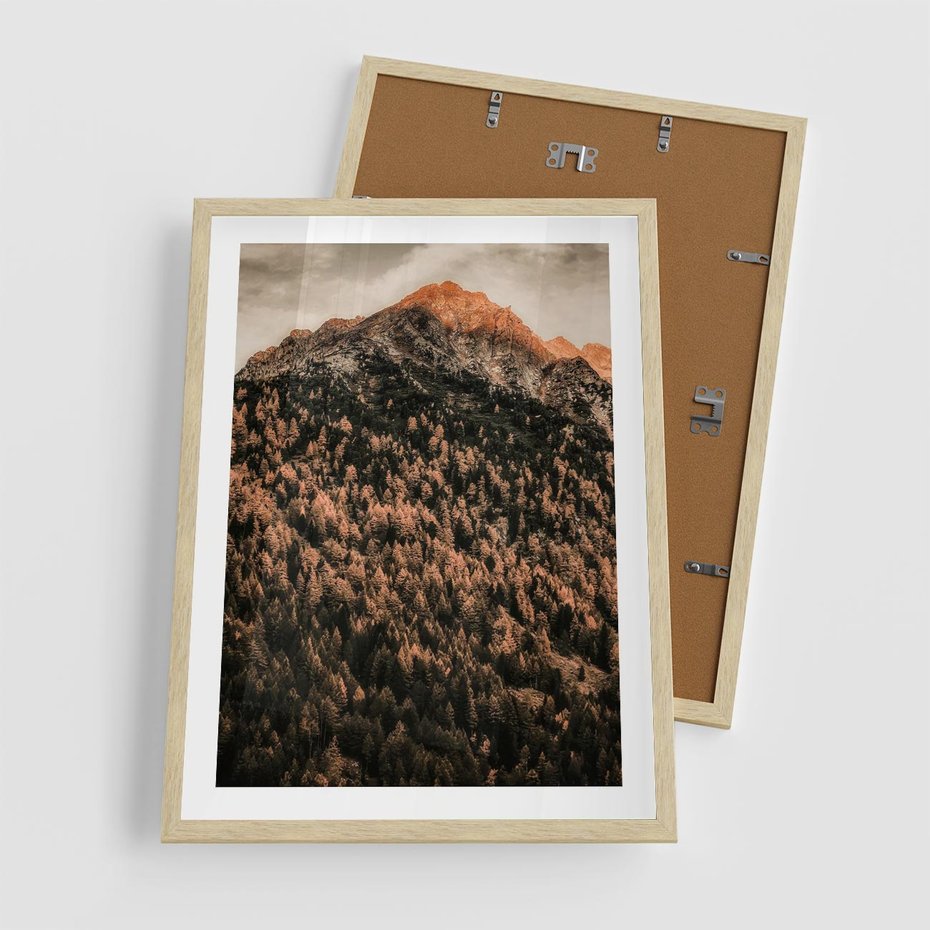 Plakat w ramie 50x70 - Jesienna Godzina w Górach - góry, las w górach - rama drewno