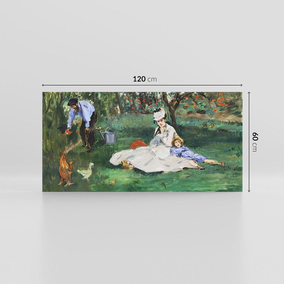 Obraz na płótnie 120x60 - Rodzina Monet w ogrodzie w Argenteuil (1874) Édouard Manet - Reprodukcja - reprodukcja, obraz na płótnie