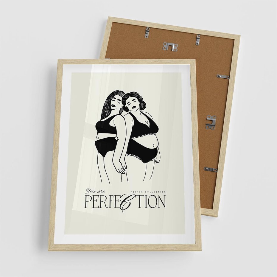 Plakat w ramie 50x70 - Siła i Wspólnota - nowoczesna sztuka kobieca, plakat - rama drewno