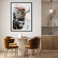 Plakat w ramie 30x40 - Żubr w Krainie Śniegu - żubr, zima - rama czarna