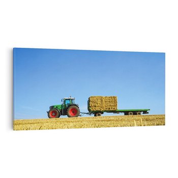 Obraz na płótnie 140x70 - Ruralne żniwa - traktor, przyczepa