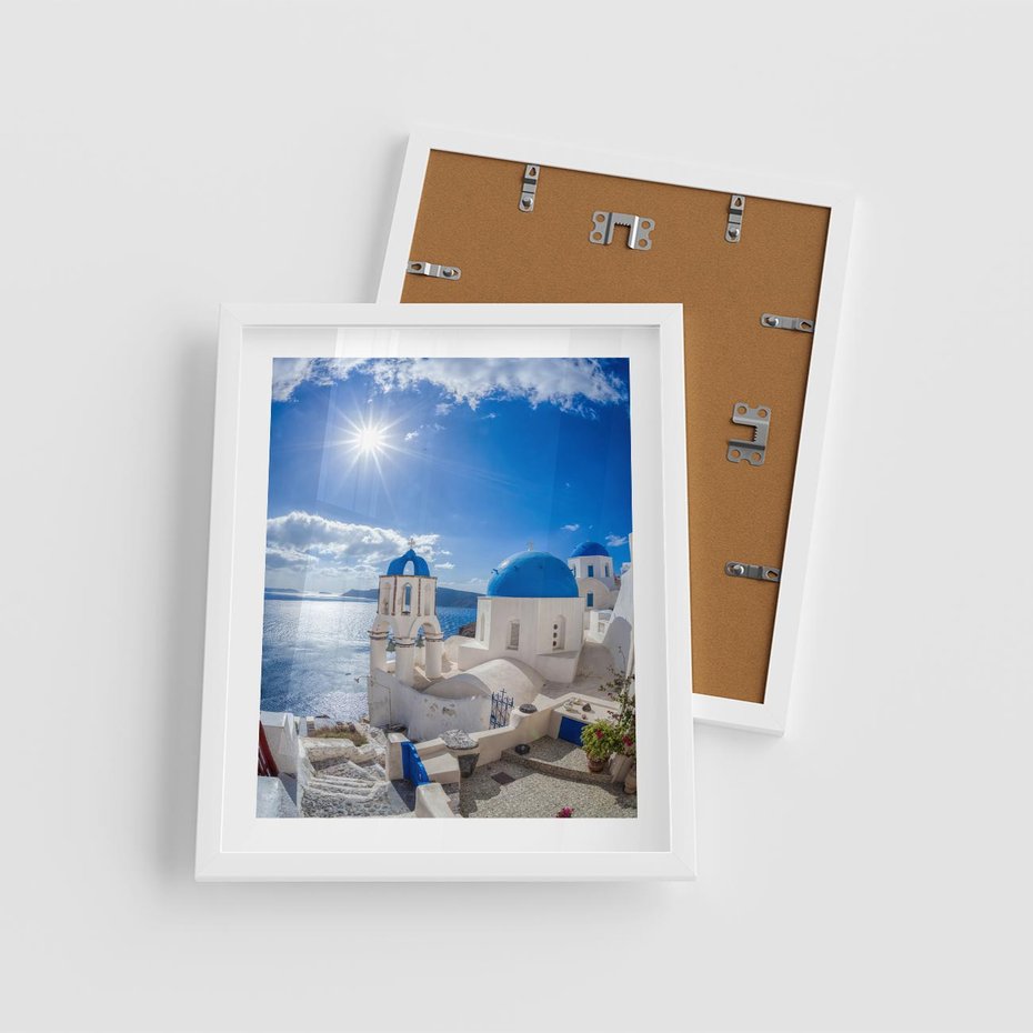 Plakat w ramie 40x50 - Uroki Santorini we Włoszech - Santorini, Włochy - rama biała