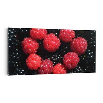 Obraz na płótnie 100x50 - Maliny Soczysta Eksplozja - maliny, owoce