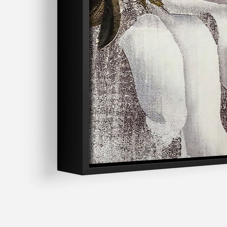 Obraz w ramie 50x70 - Tekstura Kwiatu - białe kwiaty, duży kwiat - rama czarna