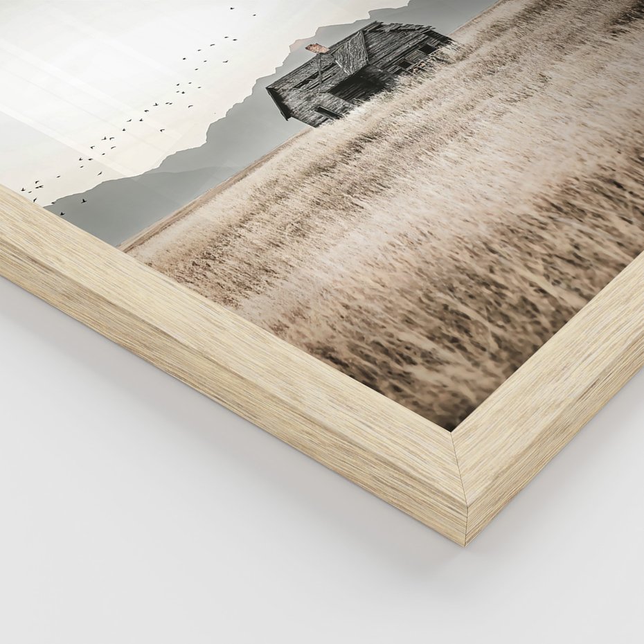 Zestaw obrazy w ramie 30x40 galeria - Rustykalne, pejzaże, góry, chatka - rama drewno