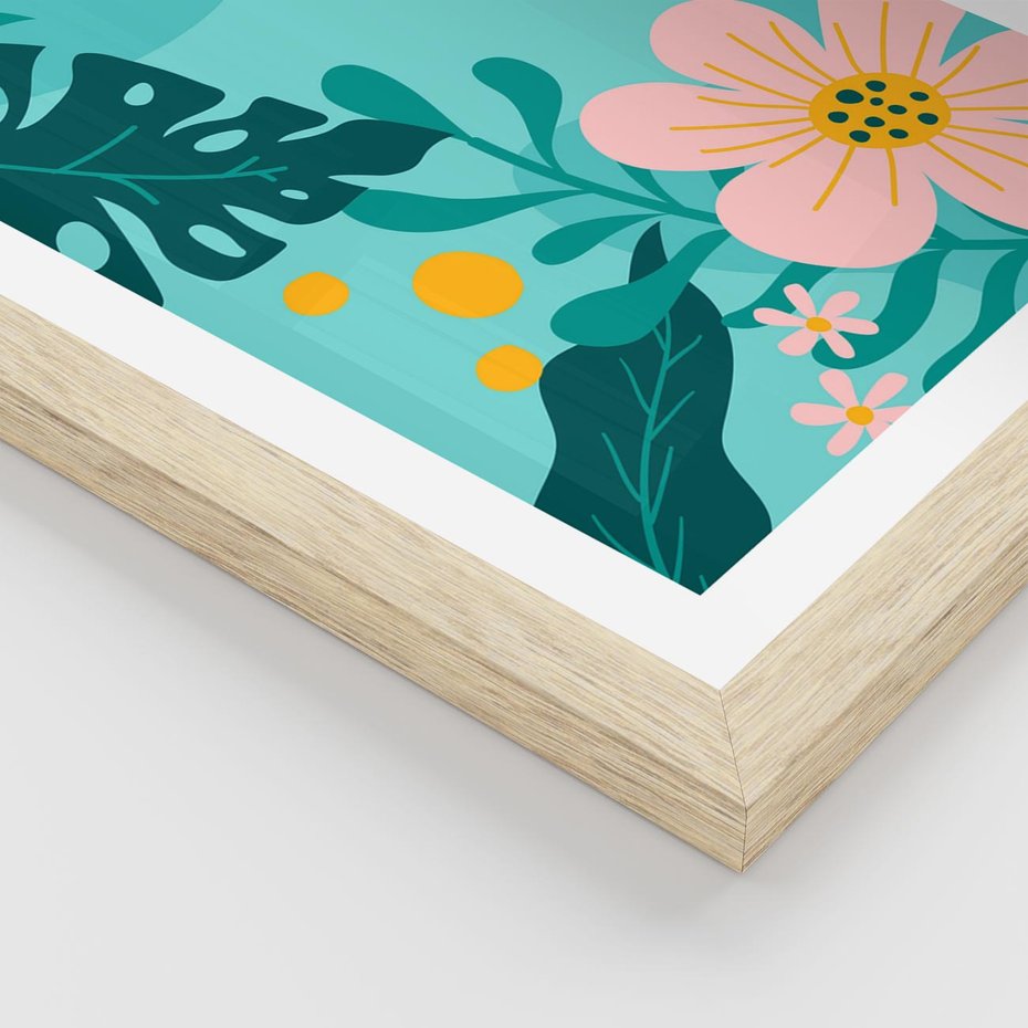 Plakat w ramie 30x40 - Kwiatowy Impuls - pastelowa kompozycja, kwiaty - rama drewno