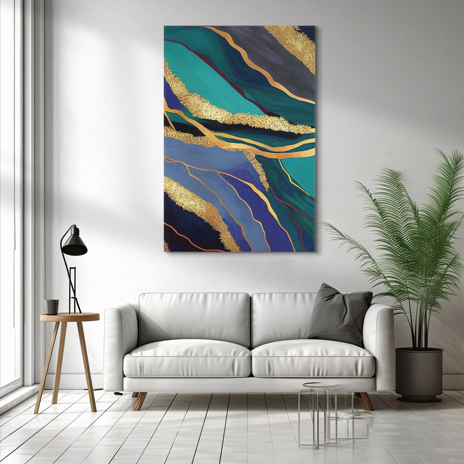 Obraz na płótnie 50x70 - Sztorm malarskich emocji - marmur, abstrakcyjna grafika