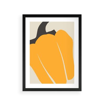 Plakat w ramie 30x40 - Migocące Formy - abstrakcyjny minimalistyczny obraz, żółta papryczka - rama czarna