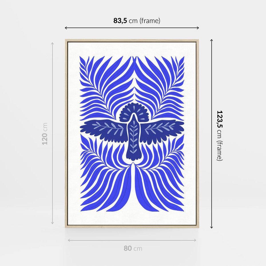 Obraz w ramie 80x120 - Etniczne Rekwizyty - etniczne roślinne wzory, granat - rama drewno