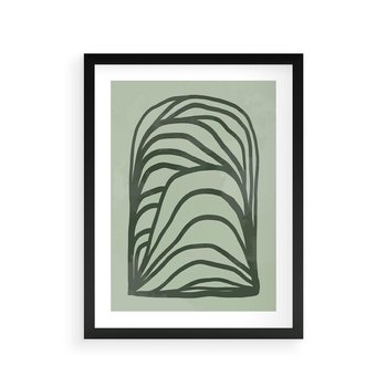 Plakat w ramie 30x40 - Zielonkawy Uścisk Natury - abstrakcyjny zielony motyw, skandynawski design - rama czarna