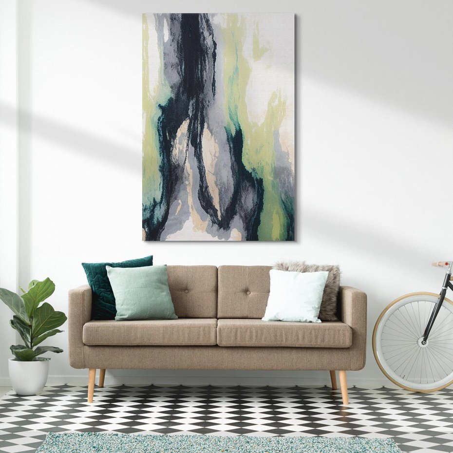 Obraz na płótnie 80x120 - Sfumowane zmysły artysty - rozmyte kolory, zieleń