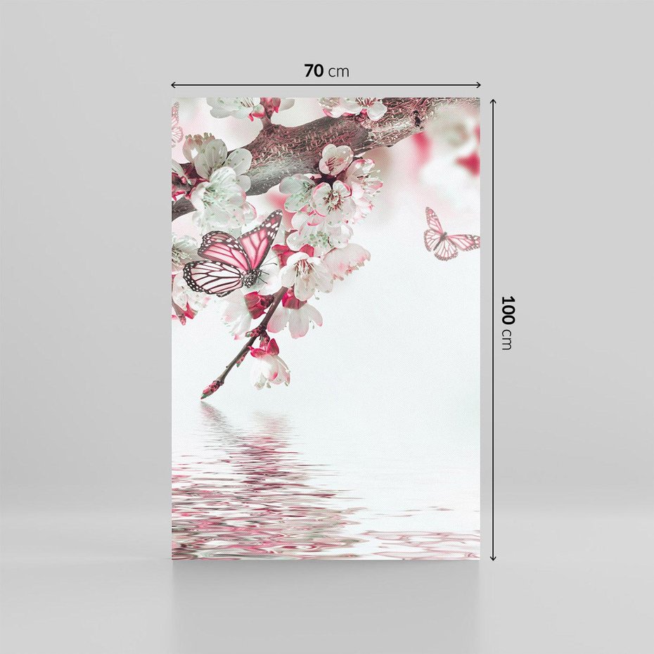 Obraz na płótnie 70x100 - Kwiatowa baśń z motylami - kwiaty, motyle