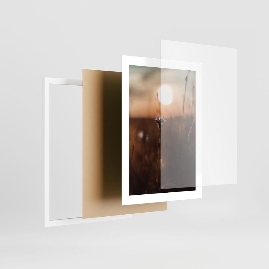 Plakat w ramie 30x40 - Spokój łąki pod zachodem słońca - zachód, słońca - rama biała