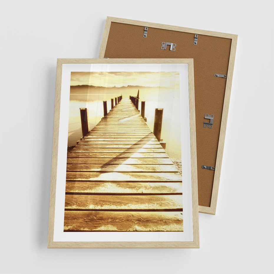 Plakat w ramie 50x70 - Stary pomost w sepia - pomost, sepia - rama drewno