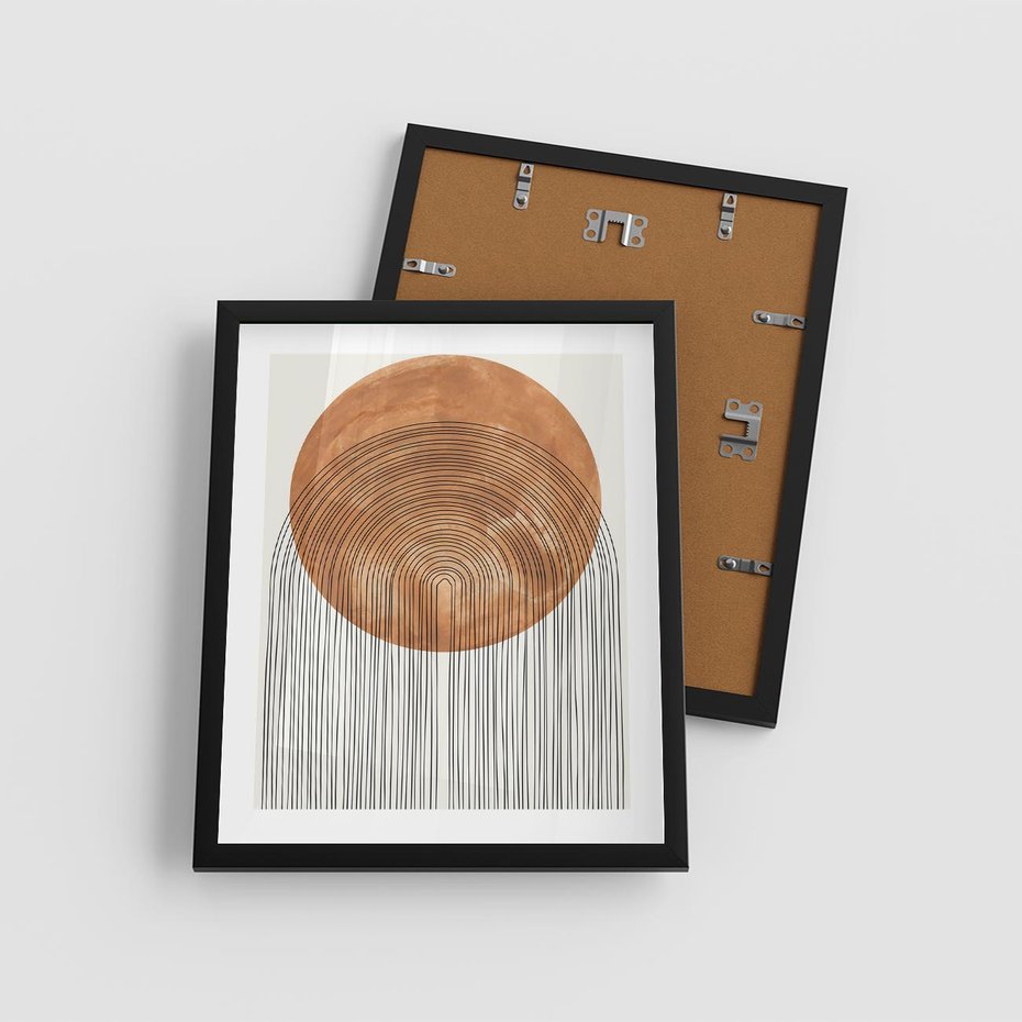 Plakat w ramie 40x50 - Konturem Kształtowane - koło, boho styl - rama czarna