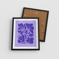 Plakat w ramie 40x50 - Migocące Boho Wibracje - kwiaty, energetyczne fioletowe tło - rama czarna