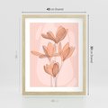 Plakat w ramie 40x50 - Przenikające Kształty - minimalistyczny plakat, pudrowe kwiaty - rama drewno