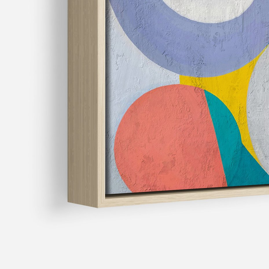 Obraz w ramie 50x70 - Rozkwitająca Symfonia Serca - abstrakcyjne geometryczne kształty, olejny obraz - rama drewno