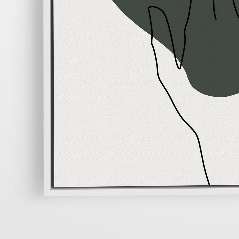 Obraz w ramie 80x80 - Bezczasowe Echo - szkic jedną linią, one line - rama biała