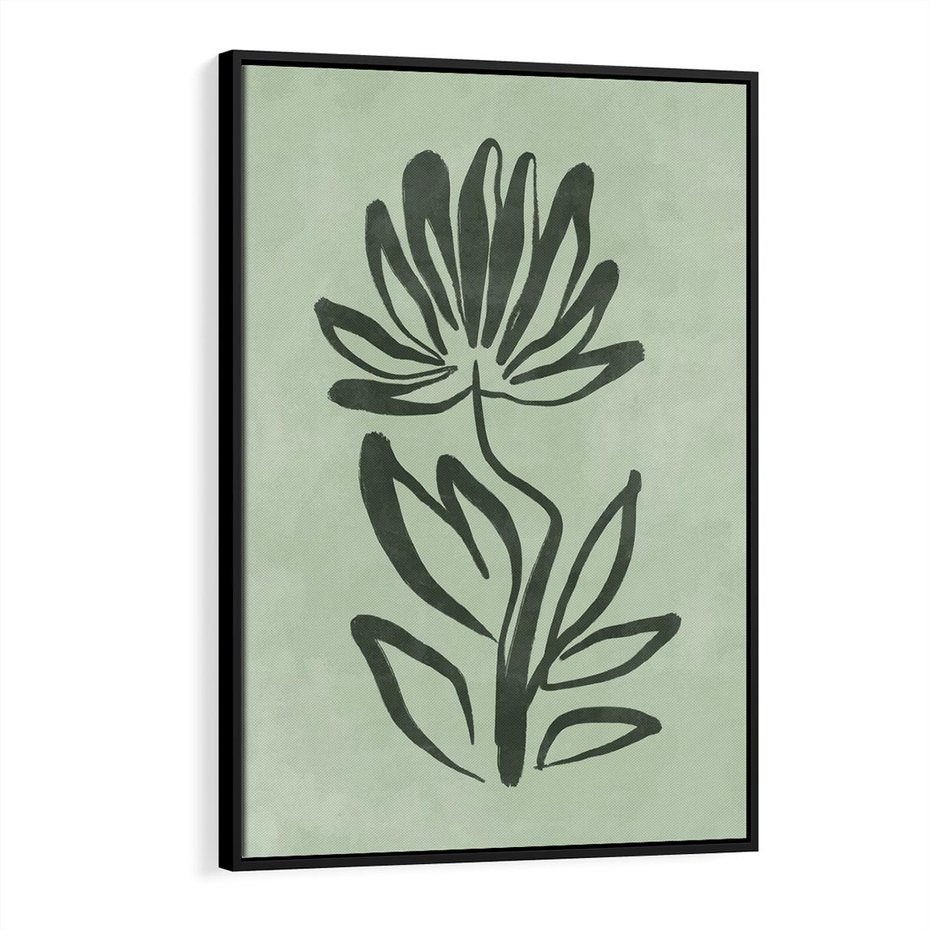 Obraz w ramie 70x100 - Zieleń Wyjątkowego Ukojenia - zielona abstrakcja, zgaszona zieleń - rama czarna