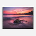 Obraz w ramie 100x70 - Zaklęty Zachód - magiczny zachód słońca, fioletowe - rama czarna