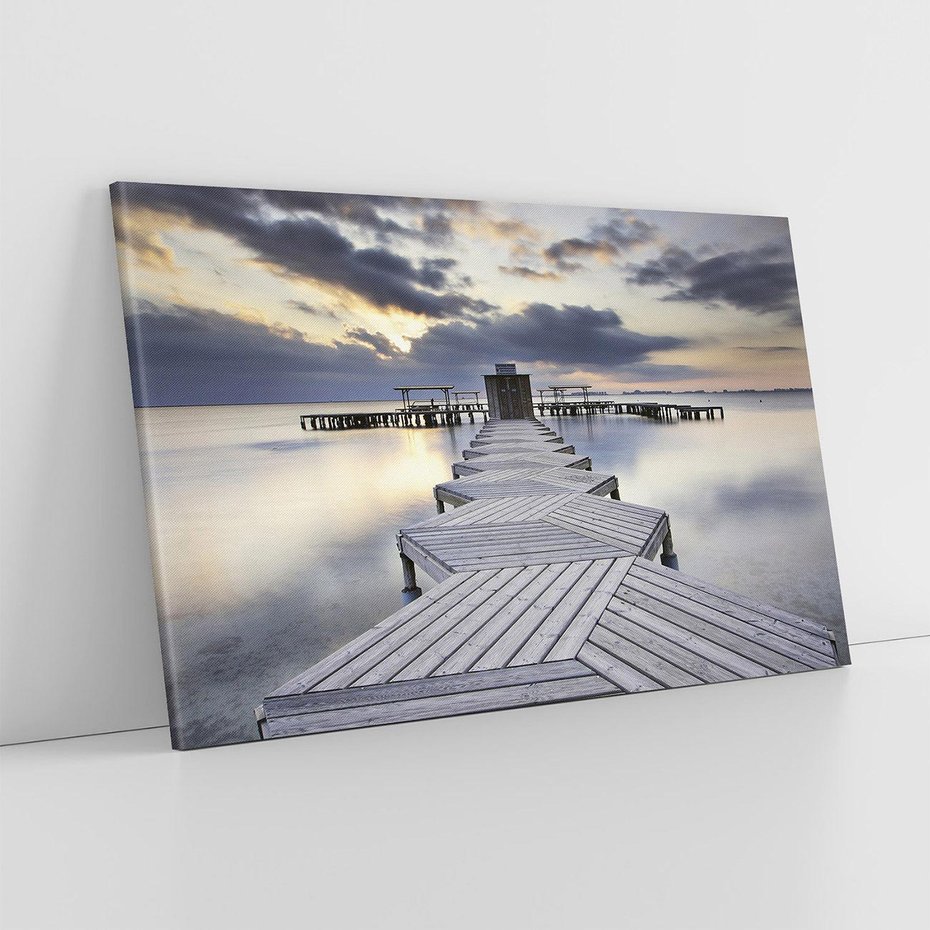 Obraz na płótnie 120x80 - Spokój nad Jeziorem - pomost, jezioro
