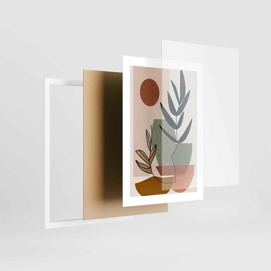 Plakat w ramie 30x40 - Rozkwitająca Boho Wyobraźnia - boho obraz, abstrakcja - rama biała