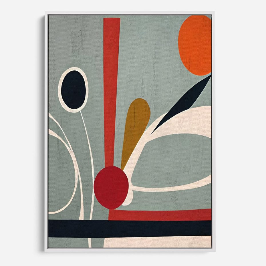 Obraz w ramie 70x100 - Harmonia Kolorowych Impulsów - abstrakcyjny obraz olejny, dziwne formy - rama biała