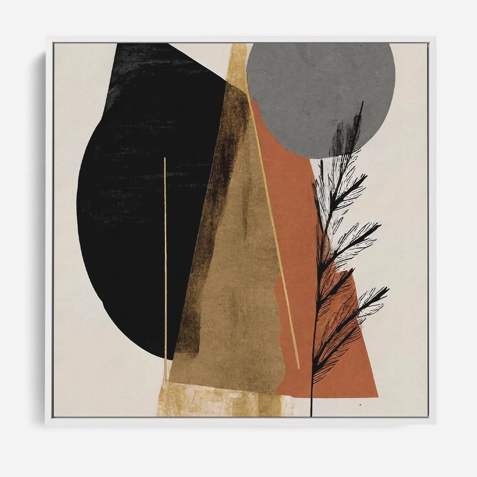 Obraz w ramie 80x80 - Wibracje Barw Ziemi - abstrakcyjny obraz, dziwne formy - rama biała