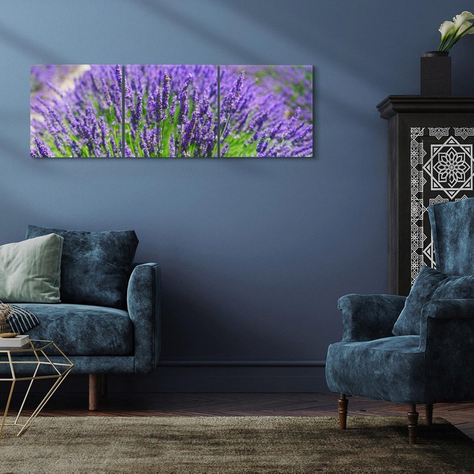 Obraz na płótnie 120x40 - Lawendowe pola piękno natury - lawenda, kwiaty