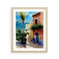 Plakat w ramie 40x50 - Spokój Miasta nad Morzem - akwarela, sródziemnomorski klimat - rama drewno