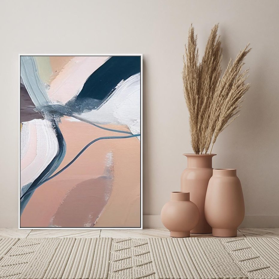 Obraz w ramie 80x120 - Ścieżki Emocji - abstrakcja, farby olejne - rama biała