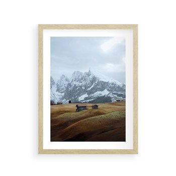 Plakat w ramie 30x40 - Odkryj Ich Urok - góry, skandynawia - rama drewno