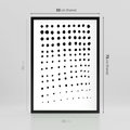 Plakat w ramie 50x70 - Abstrakcyjna Transformacja - abstrakcyjna kompozycja z czarnych kropek, minimalistyczny czarno bialy plakat - rama czarna