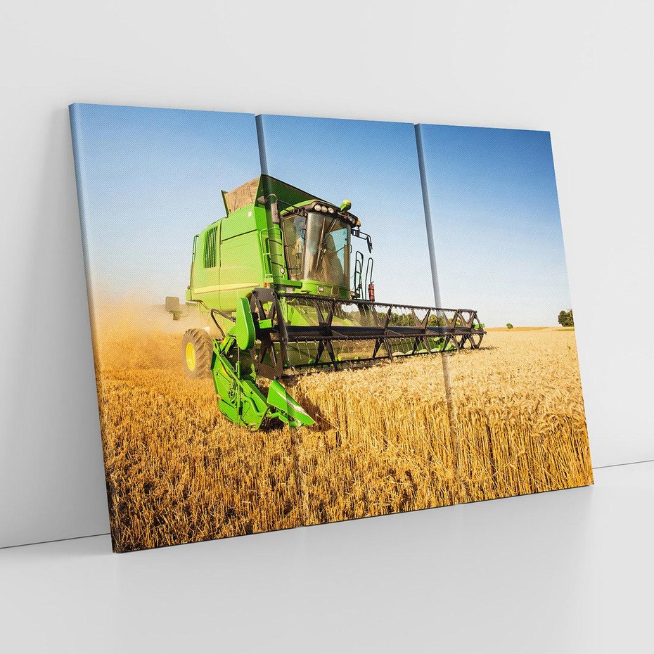 Obraz na płótnie 120x80 - Złociste żniwa na kombajnie - kombajn, zboże