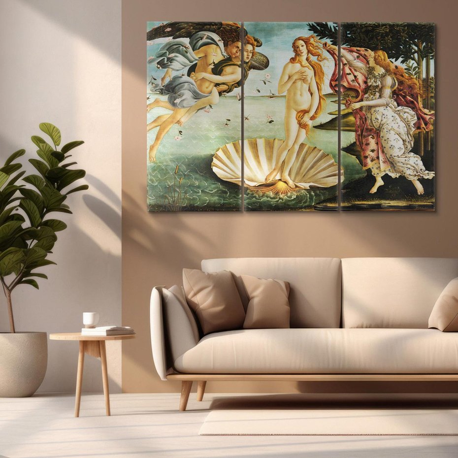 Obraz na płótnie 120x80 - "Narodziny Wenus" (1485), Sandro Botticelli - Reprodukcja - reprodukcja, obraz na płótnie