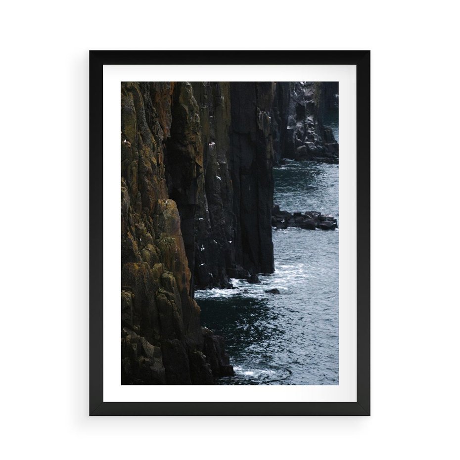 Plakat w ramie 50x70 - Piękno norweskich krajobrazów - fiordy, morze - rama czarna