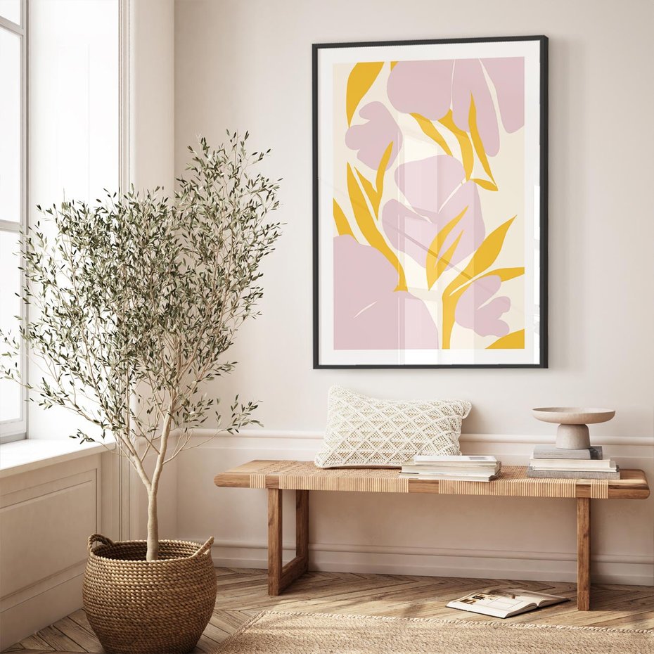 Plakat bez ramy 40x50 - Migocące Wibracje - abstrakcyjne kwiaty, pastelowe kolory