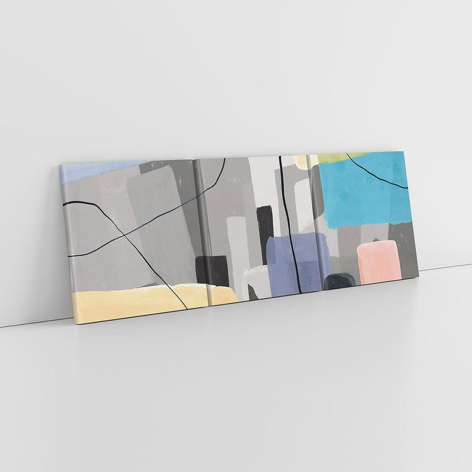 Obraz na płótnie 90x30 - Harmonia w chaosie serca - abstrakcja na szarym tle, kolorowe plamy koloru