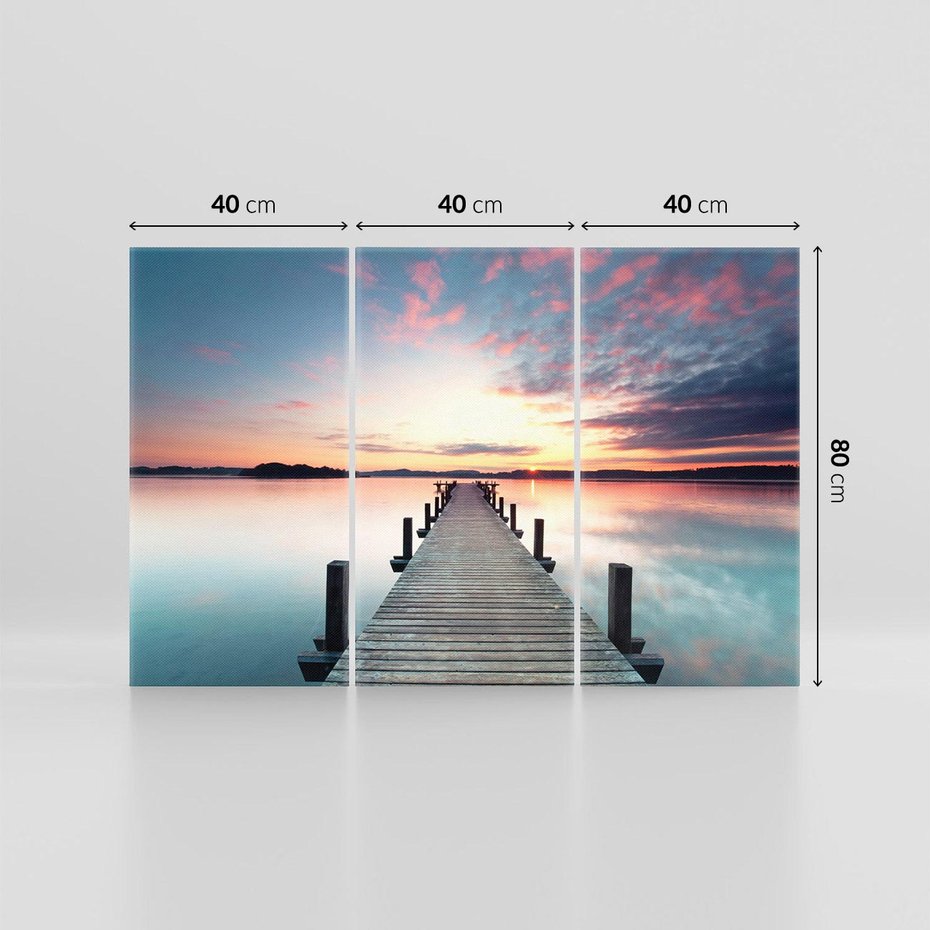 Obraz na płótnie 120x80 - Złote zachody słońca - jezioro, molo