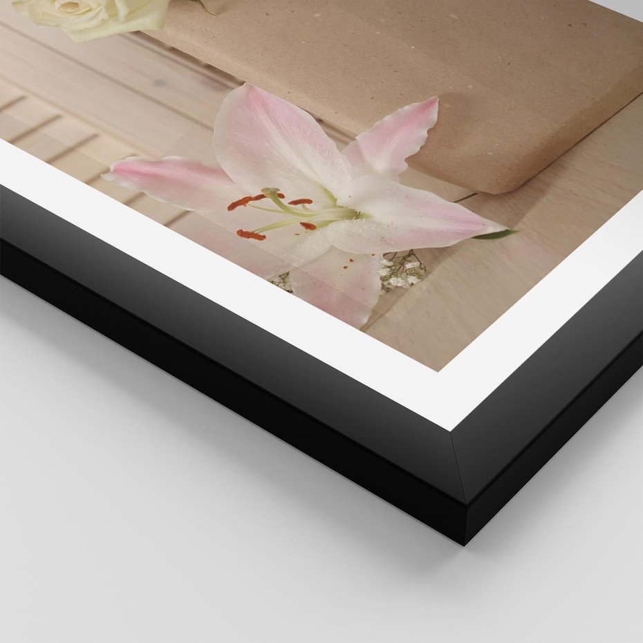 Plakat w ramie 30x40 - Elegancja W Prostocie - kwiaty, mnimalizm - rama czarna