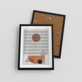 Plakat w ramie 30x40 - Symetria w Stylu Mid-Century - minimalistyczny obraz, mid-century styl - rama czarna