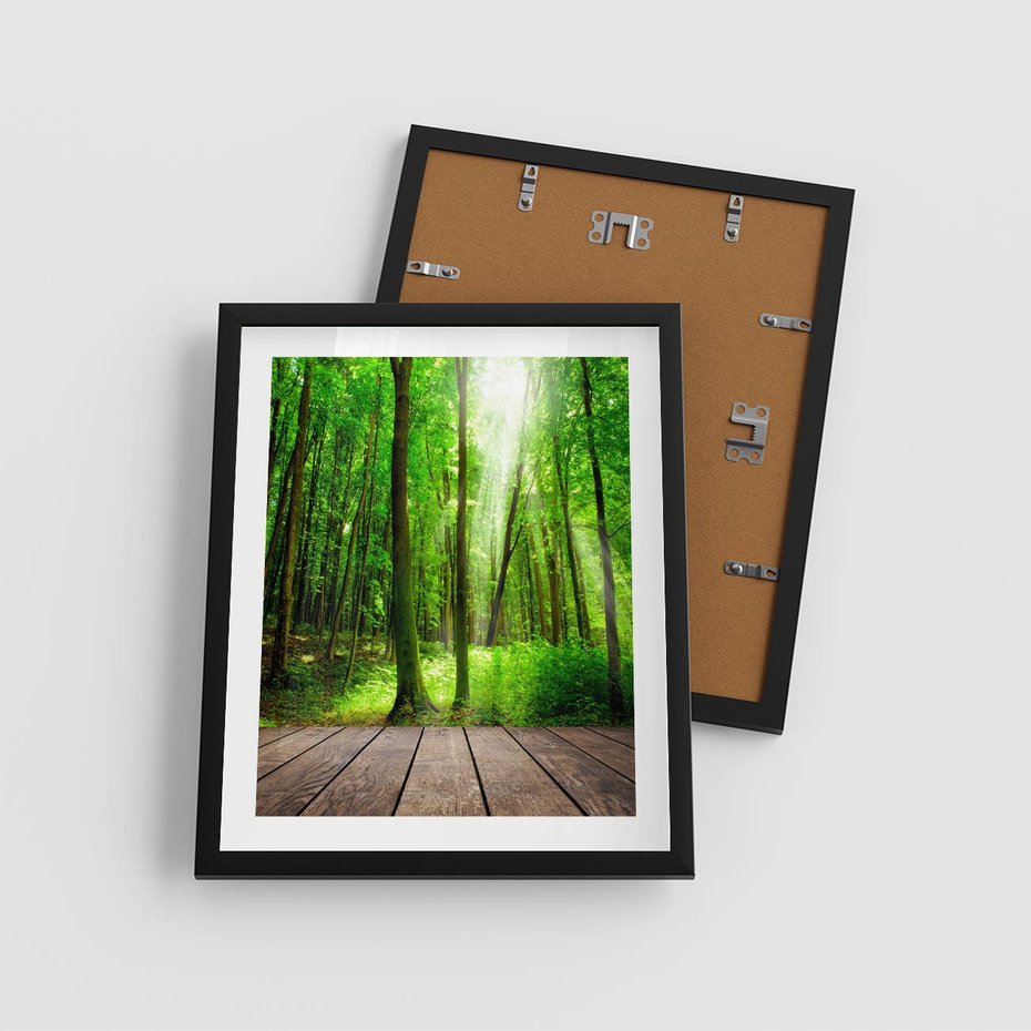 Plakat w ramie 40x50 - Spacer po urokliwej dróżce w lesie - las, dróżka - rama czarna